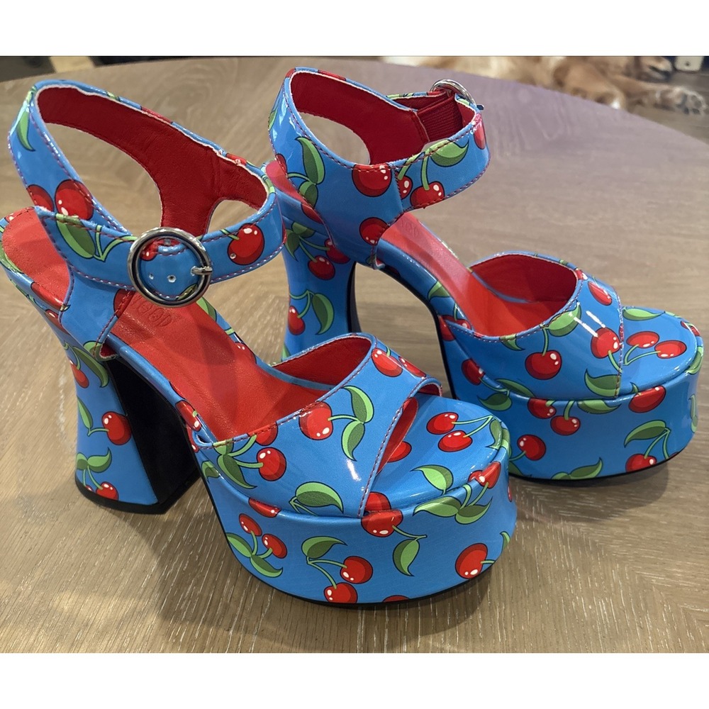 Dolls Kill Current Mood Cherry Platform Heel Shoes Size 6M